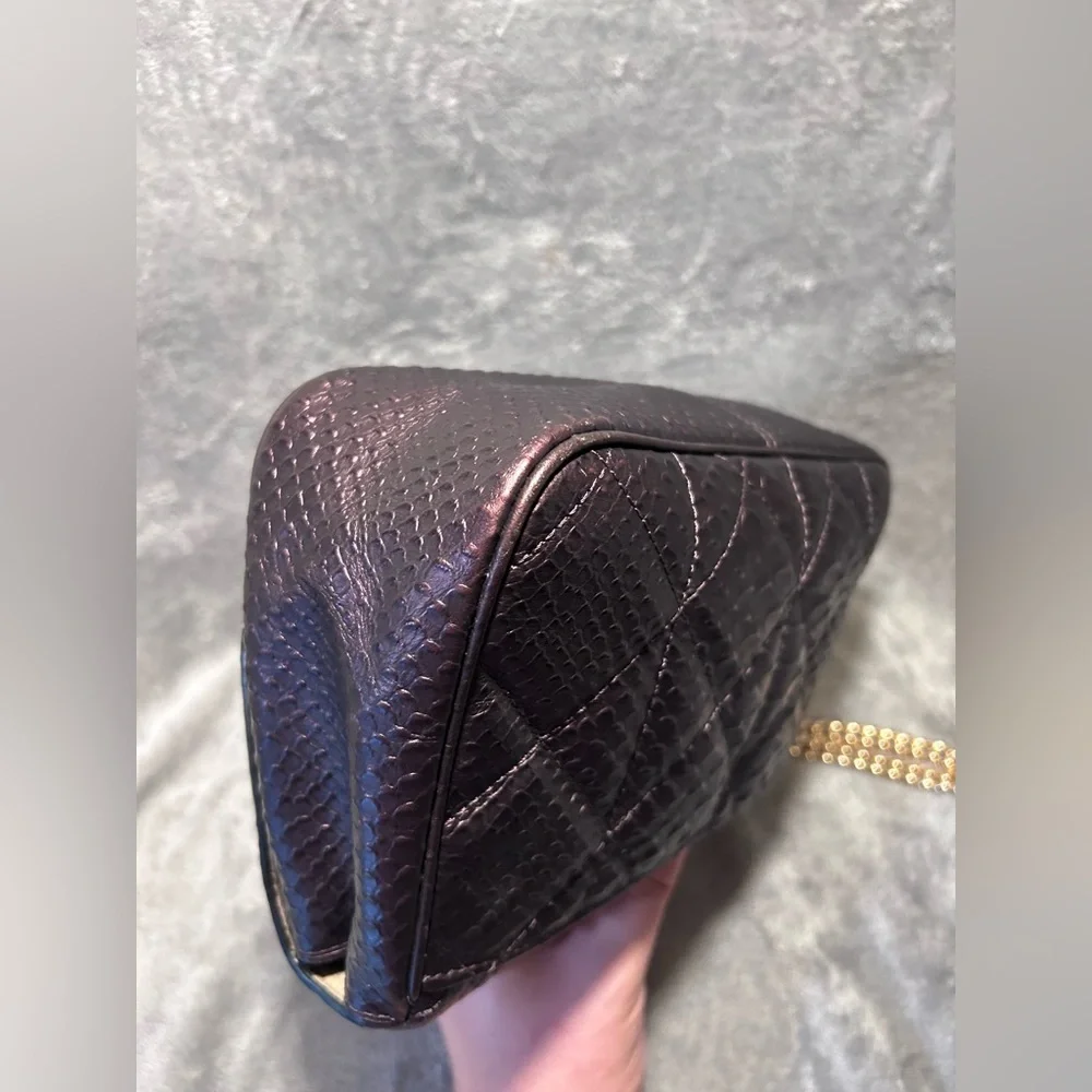 Coach Cassidy Oxblood Snake Embossed Diamond Quilted Leather Crossbody - Picture 15 of 16